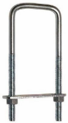 U Bolt With Plate & Hex Nuts, #673 Zinc, Square, 3/8 x 4 x 3 In.