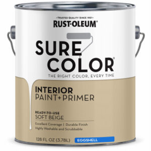 Sure Color Interior Wall Paint & Primer, Eggshell Soft Beige, 1 Gallon