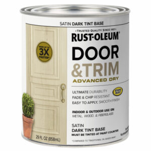 Door and Trim Paint, Interior/Exterior, Water Based, Satin Dark Tint Base, Quart