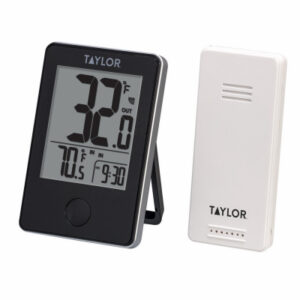 Digital Wireless Thermometer with Remote, Indoor/Outdoor, Black