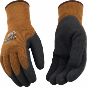 Frost Breaker Thermal Work Gloves, Latex Palm, Brown Knit, Large