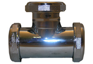 Pipe Fitting, Tube Slip Tee, Chrome-Finished Brass, 1-1/2 In.