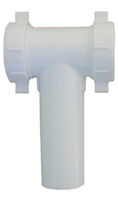 PVC Pipe Fitting, Lavatory/Kitchen Drain Tee, White, 1-1/2 In. OD Tube x 1-1/2 In. OD Tube