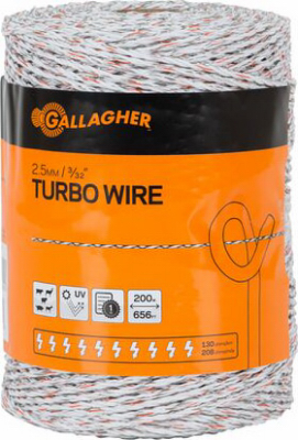 Electric Fence Turbo Wire, Ultra White, 1/16-In. x 656-Ft.