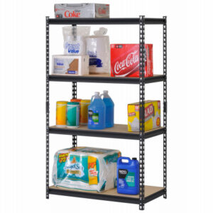4-Shelf Industrial Shelving Unit, Black Steel, 36 x 18 x 60 In.