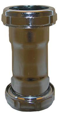 Pipe Fitting, Tube Slip Coupling, Chrome-Finished Brass, 1-1/2 In.