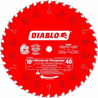 Carbide-Tipped Finishing Saw Blade, 40-Tooth x 10-In.