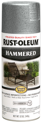 Stops Rust Spray Paint, Silver Hammered, 12-oz.