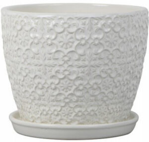 Mediterranean Ceramic Bell Planter, Crackle White, 6 In.