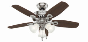 Builder Small Room Ceiling Fan, 3 Lights, Brushed Nickel, 42-In.