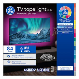 LED TV Tape Light, USB Plug In Strip, Remote, 9 Colors, 84 In.
