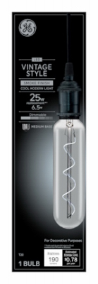 LED Vintage Light Bulb, T20, Medium Base, Smoke Glass, 6.5 Watt