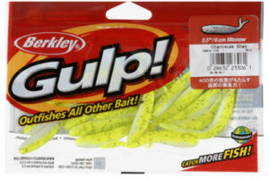 Gulp Minnow, Chartreuse Plastic, 2.5 In., 11-Ct.