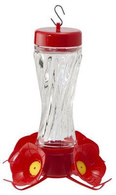 Bird Feeder, Hummingbird, Clear Swirl Glass, 8-oz.