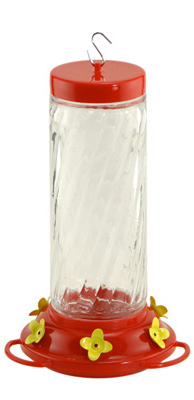 Bird Feeder, Hummingbird, Clear Swirl Glass, 30-oz.