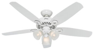 Builder Plus Ceiling Fan with Light, White With Marbled Glass, 5 Blades,  52-In.