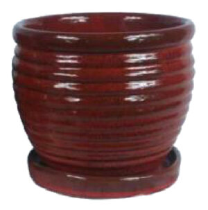 9 In. Honey Jar Planter, Ceramic, Red