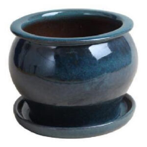 11 In. Studio Planter, Ceramic, Aqua Blue