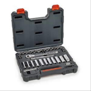 35-Pc. SAE/Metric Mechanics Tool Set, 6 and 12 Point Standard & Deep Sockets, 3/8 In. Drive