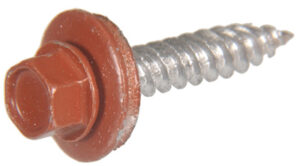 Self-Piercing Sheeter Roofing Screws, Hex Washer Head,Red Ceramic Coated, #10 x 1 In., 1 Lb.