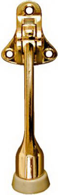 Doorstop, Wall-Mount, Kick-Down, Bright Brass, 4 In.