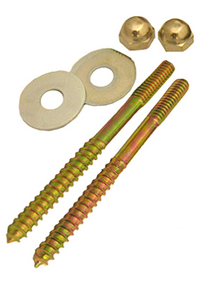 Toilet Closet Screw With Nuts & Washers, 1/4 x 3-1/2 In., Pair