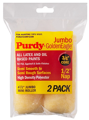 Golden Eagle Jumbo Mini Paint Roller Cover, 4-1/2 x 1/2 In. Nap, 2-Pk.