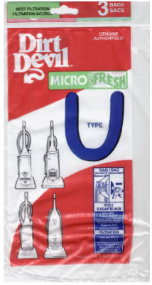 Dirt Devil Style U Micro-Fresh Filtration Vacuum Cleaner Bag, 3-Pack