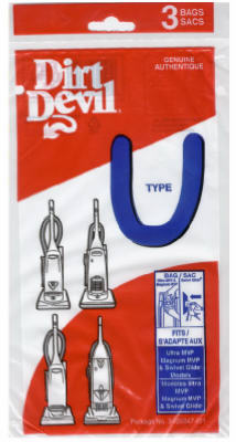 Dirt Devil, Style "U" Vacuum Cleaner Bags, 3-Pack