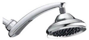 Rainfall Shower Head, Fixed Mount, Adjustable Arm, Chrome Finish, 6 In.