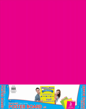 Heavyweight Poster Board, Neon Pink, Yellow & Green, 22 x 28 In., 3-Pk.