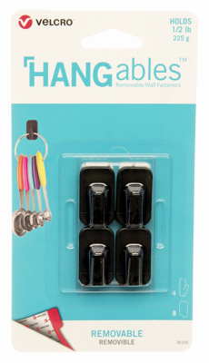 Removable Wall Fasteners, Black, Micro, 4-Ct.