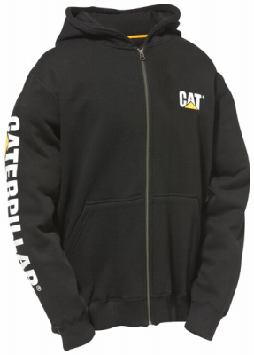 CAT Trademark Full Zip Hooded Sweatshirt, Black, Medium