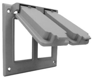 Weatherproof GFCI Flip Cover, Vertical, Double Gang, Gray