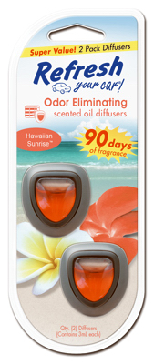 Car Air Freshener Diffusers, Hawaiian Sunrise Scent, 2 Pack