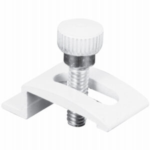 Storm Door Panel Clip with Screws, White Aluminum, 1/4 In., 8-Pk.