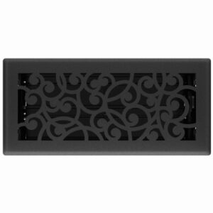 Signature Series Floor Register, Black Iron Wonderland, Steel, 4 x 10 In.