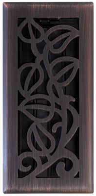 Vine Floor Register, Oil Rubbed Bronze, 4 x 10 In.