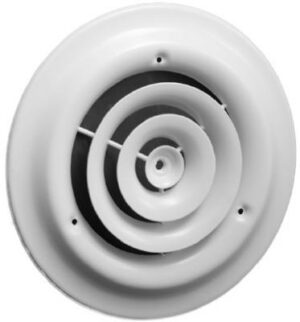 Round Ceiling Diffuser, Steel, White, 6-In.