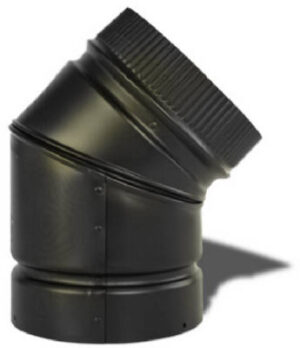DSP Double Wall Stove Pipe, 6-Inch, 45 degree Elbow Matte Black Finish
