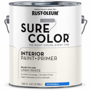 Sure Color Interior Wall Paint & Primer, Eggshell Linen White, 1 Gallon