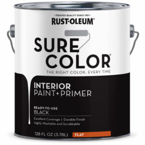 Sure Color Interior Wall Paint & Primer, Flat Black, 1 Gallon