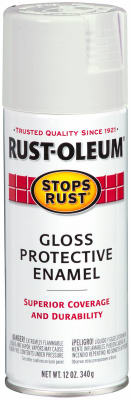 Stops Rust Spray Enamel, White Gloss, 12-oz.