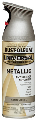 Universal Paint & Primer Metallic  Spray Paint, Satin Nickel Metallic, 12-oz.