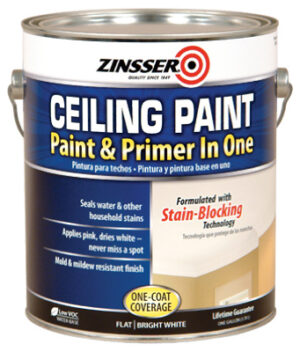 Ceiling Paint / Primer, Goes On Pink, Gallon