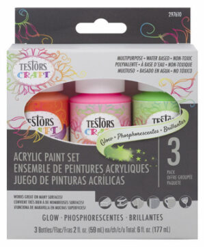 Acrylic Craft Paint Set, Glow Colors, 2-oz., 3-Pk.