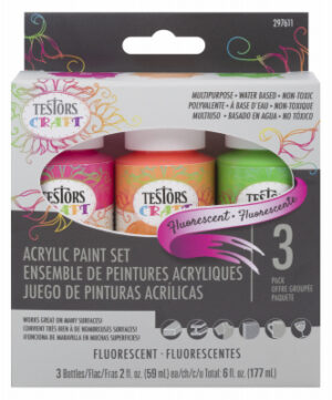 Acrylic Craft Paint Set, Fluorescent, 2-oz., 3-Pk.