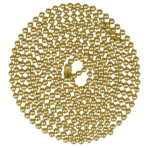 Beaded Lamp Chain With Connector, Brass, #6, 5-Ft.