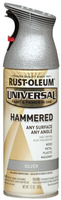 Universal Paint & Primer Hammered Spray Paint, Silver, 12-oz