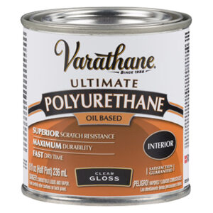 Interior Polyurethane Wood Finish, Oil-Based, Clear Gloss, 1/2-Pint